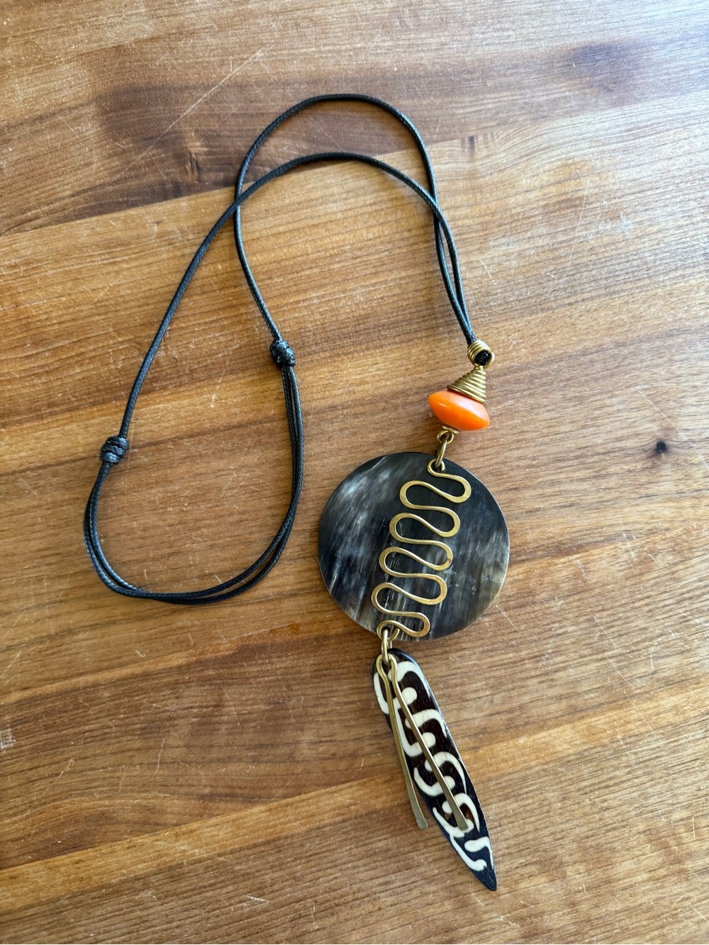 Made in Kenya Leather and Horn Necklace